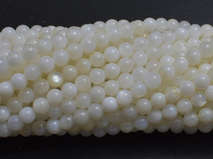 Mother of Pearl, MOP, Creamy White, 4mm, Round-BeadDirect