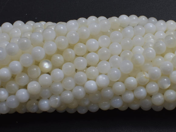 Mother of Pearl, MOP, Creamy White, 4mm, Round-BeadDirect
