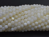 Mother of Pearl, MOP, Creamy White, 4mm, Round-BeadDirect
