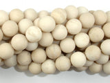 Matte White Fossil Jasper Beads, 10mm Round Beads-BeadDirect