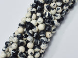 Rain Flower Stone Beads, Black, White, 8mm Round Beads-BeadDirect