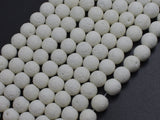 White Lava Beads, 8mm Round Beads, 15 Inch