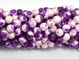 Rain Flower Stone, Purple, White, 8mm Round Beads-BeadDirect