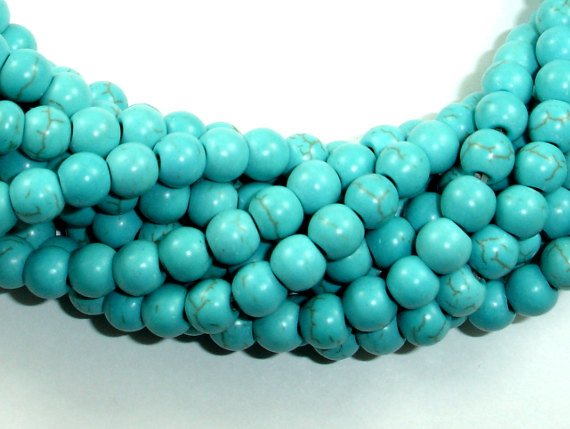 Howlite Turquoise Beads, Round, 6mm-BeadDirect