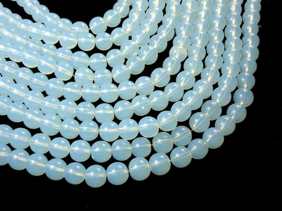 White Opalite Beads, 8mm, Round Beads-BeadDirect
