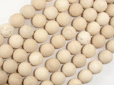 Matte White Fossil Jasper Beads, 10mm Round Beads-BeadDirect