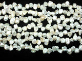 Fresh Water Pearl Beads, White with AB, Top drilled, Keshi