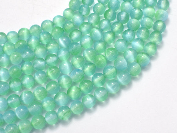 Selenite - Green & Blue, 6mm (6.5mm) Round-BeadDirect