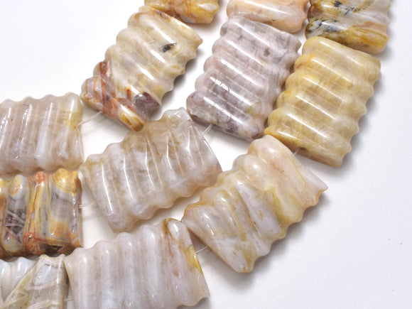 Bamboo Leaf Agate, 25x35mm Carved Rectangle-BeadDirect