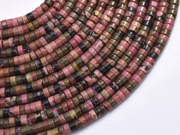 Rhodonite, Approx. 2x4mm, Heishi Disc-BeadDirect