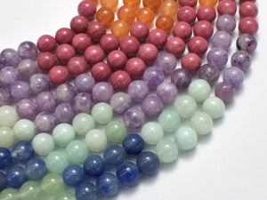 Mixed Stone, Rhodonite, Amazonite, Aventurine, Lepidolite, 6mm (6.7mm)-BeadDirect