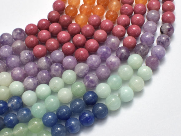 Mixed Stone, Rhodonite, Amazonite, Aventurine, Lepidolite, 6mm (6.7mm)-BeadDirect