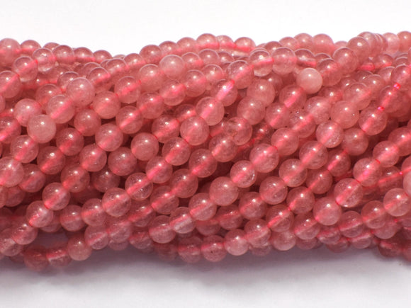 Jade - Strawberry Quartz Color, 4mm (4.5mm)-BeadDirect