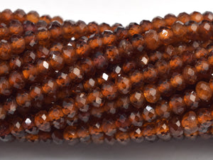 Hessonite, Orange Garnet, 2x3mm Micro Faceted Rondelle