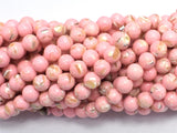 Shell Howlite-Pink, with Trochus Shell, 6mm (6.5mm)-BeadDirect