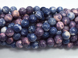 Rain Flower Stone, Blue & Purple, 8mm (8.5mm) Round-BeadDirect