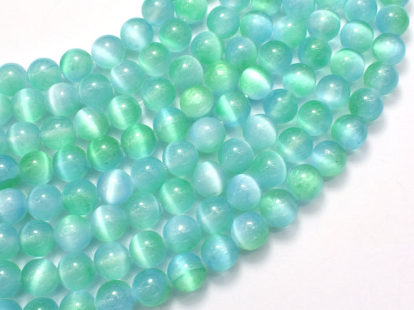 Selenite - Green & Blue, 8mm (8.5mm) Round-BeadDirect