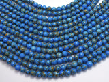 Howlite Turquoise - Blue with Gold Line, 6mm (6.4mm)-BeadDirect