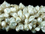 Fresh Water Pearl Beads, White with AB, Top drilled, Keshi