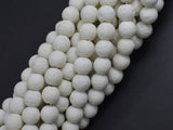White Lava Beads, 8mm Round Beads, 15 Inch