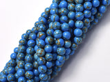 Howlite Turquoise - Blue with Gold Line, 6mm (6.4mm)-BeadDirect