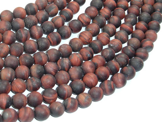 Matte Red Tiger Eye Beads, 8mm, Round Beads