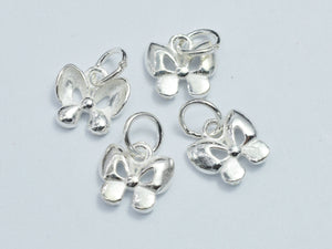 4pcs 925 Sterling Silver Charms, Butterfly Charm, 8.5x8mm-BeadDirect