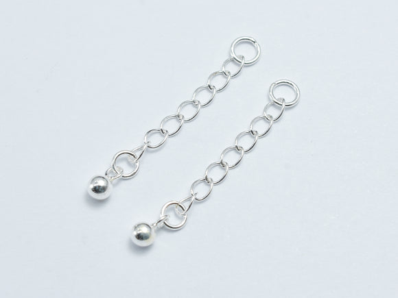 4pcs 925 Sterling Silver Extension Chain, 30mm Long, 2.5mm Width, 3mm Ball-BeadDirect