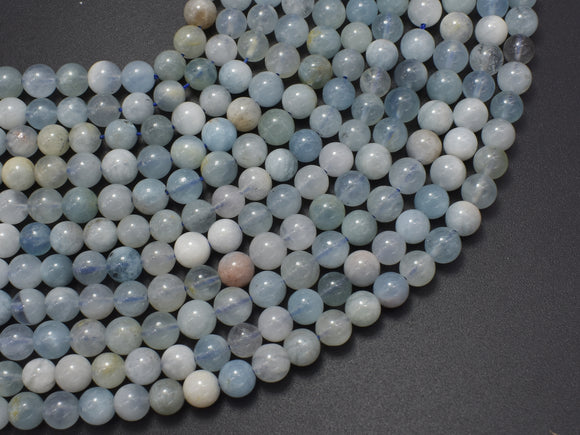 Aquamarine Beads, 6mm Round Beads-BeadDirect