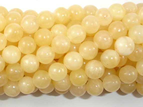 Yellow Jade Beads, Round, 8mm (8.5mm)-BeadDirect