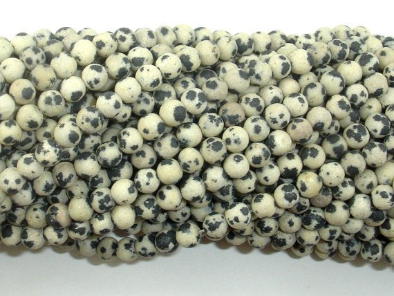 Matte Dalmation Jasper Beads, 4mm Round Beads-BeadDirect