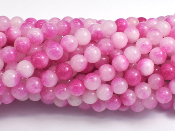 Jade - Pink & White, 6mm Round-BeadDirect