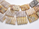 Bamboo Leaf Agate, 25x35mm Carved Rectangle-BeadDirect