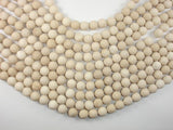 Matte White Fossil Jasper Beads, 10mm Round Beads-BeadDirect