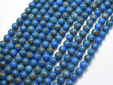 Howlite Turquoise - Blue with Gold Line, 6mm (6.4mm)-BeadDirect