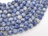 Matte Blue Spot Jasper, 8mm (8.5mm) Round-BeadDirect