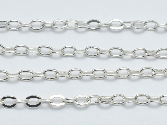 3m (9.9feet) Silver Plated Oval Chain, Brass Oval Chain, Jewelry Chain, 2x2.5mm