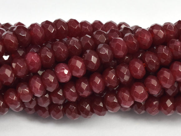 Jade -Ruby 3x4mm Faceted Rondelle, 14 Inch-BeadDirect