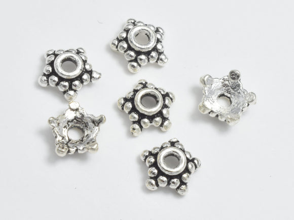 10pcs 925 Sterling Silver Bead Caps - Antique Silver, 6x2.6mm Flower Bead Caps-BeadDirect