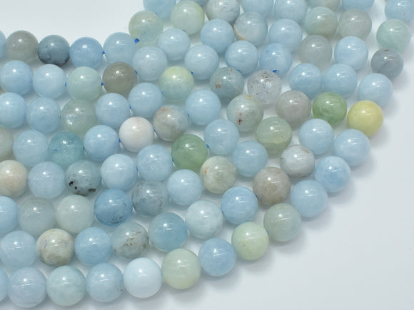 Genuine Aquamarine Beads, 8mm Round Beads-Gems: Round & Faceted-BeadDirect