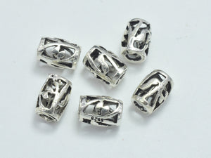 4pcs 925 Sterling Silver Beads-Antique Silver, 4.5x6.5mm Filigree Drum Beads, Big Hole Beads, Spacer Beads-BeadDirect