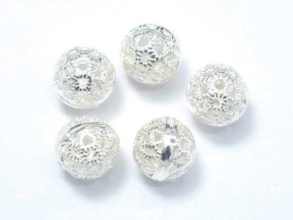 7.8mm 925 Sterling Silver Beads, 7.8mm Round Beads, 2pcs-Metal Findings & Charms-BeadDirect