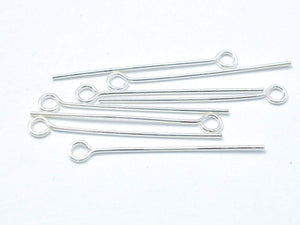 20pcs 925 Sterling Silver Eye Pin, 25mm, 0.6mm(23gauge)-Metal Findings & Charms-BeadDirect