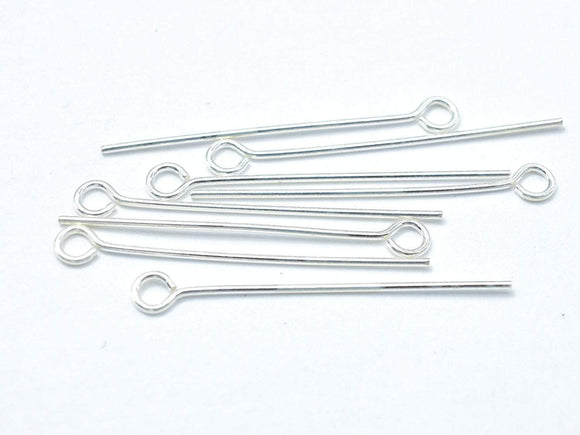 20pcs 925 Sterling Silver Eye Pin, 25mm, 0.6mm(23gauge)-Metal Findings & Charms-BeadDirect