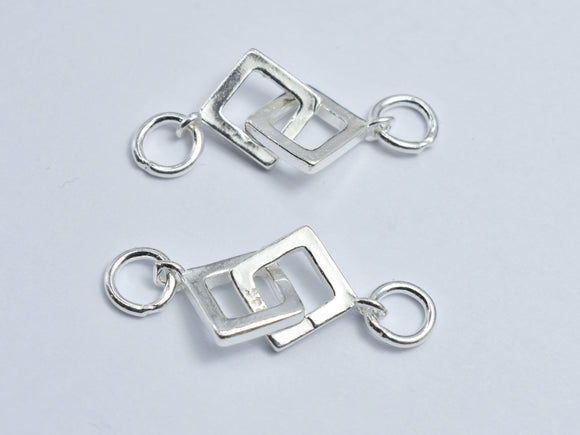 1pc 925 Sterling Silver Connector, 26x9.5mm, 8x8mm Square Ring-BeadDirect