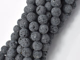 Unwaxed Black Gray Lava, 6mm (6.5mm) Round-Gems: Round & Faceted-BeadDirect