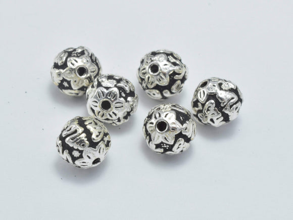 4pcs 925 Sterling Silver Beads-Antique Silver, 6mm Beads-Metal Findings & Charms-BeadDirect