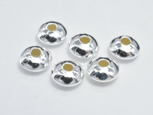 10pcs 925 Sterling Silver Spacers, 6x3mm Saucer Beads-Metal Findings & Charms-BeadDirect