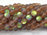 Matte Mystic Aura Quartz-Smoky Brown, 8mm (8.5mm) Round-Gems: Round & Faceted-BeadDirect