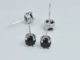 2pcs (1pair) 925 Sterling Silver Cubic Zirconia Stud Post, Earring Stud Post, 6mm, 11mm Long-BeadDirect